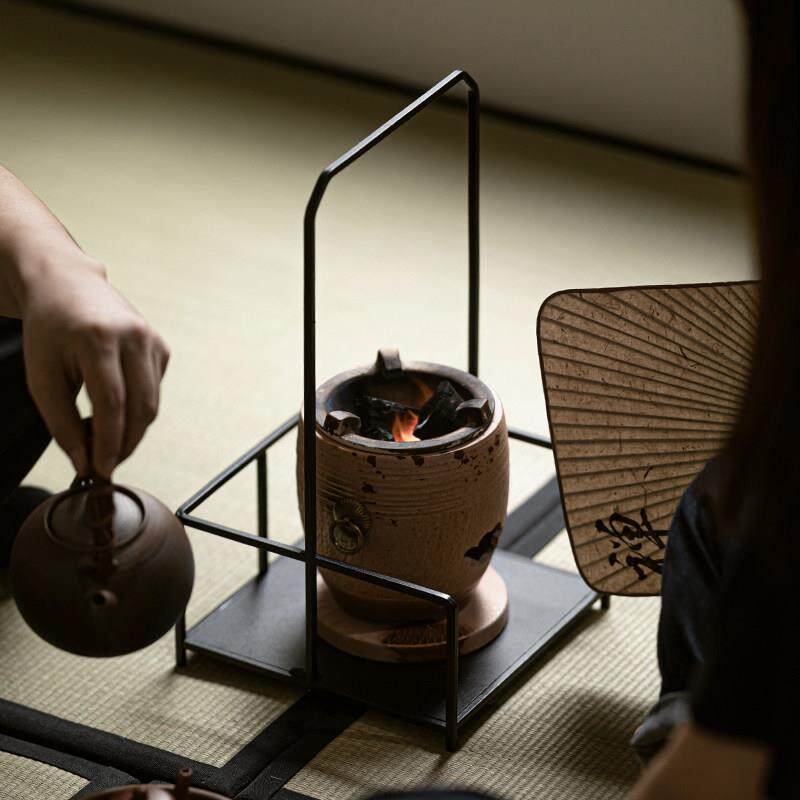 画续铁艺凉炉架子花架手工铸铁茶道配件炭炉电陶炉防烫隔热垫手提