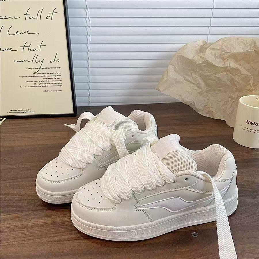 ins韩版米色面包休闲板鞋老爹鞋