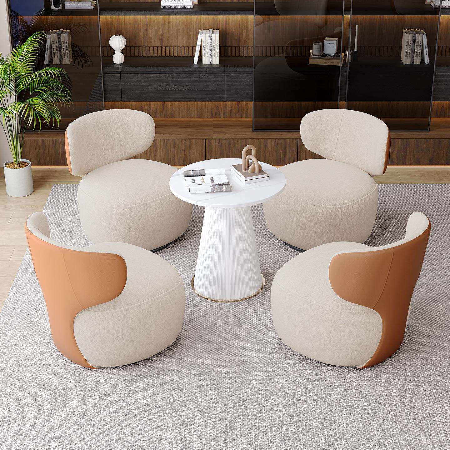 旋转小沙发椅单人轻奢客厅阳台简约意式休闲桌椅组合接待洽谈家用