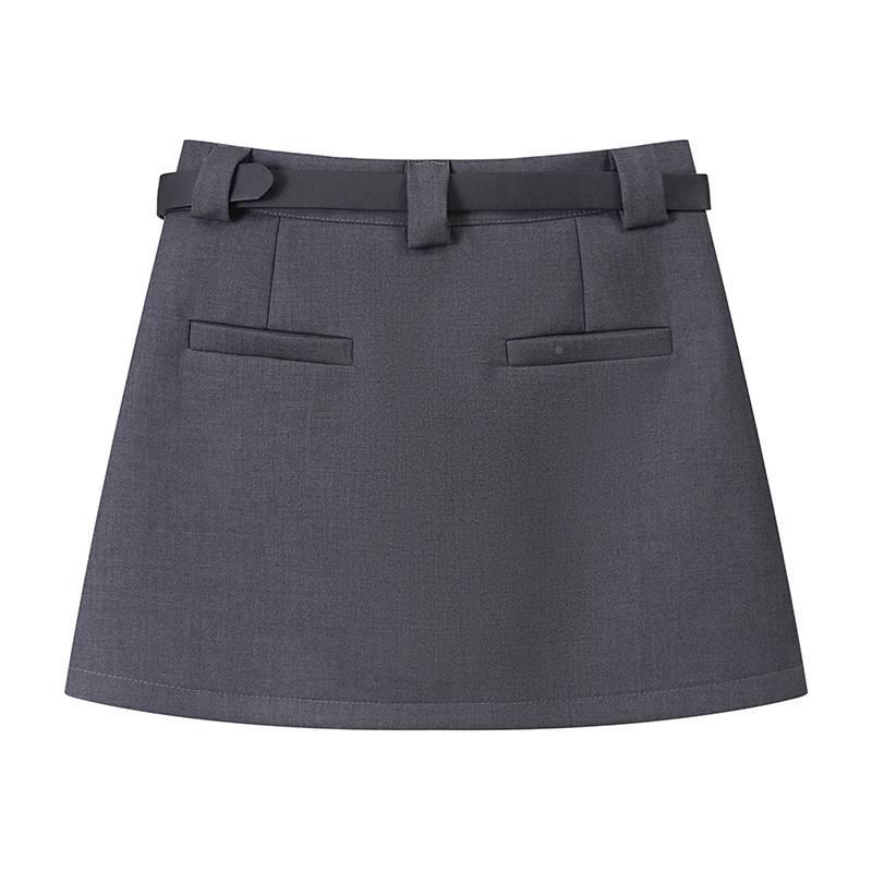 春灰色西装半身裙女款夏2025新小240225-9个子辣臀妹高腰包a字短