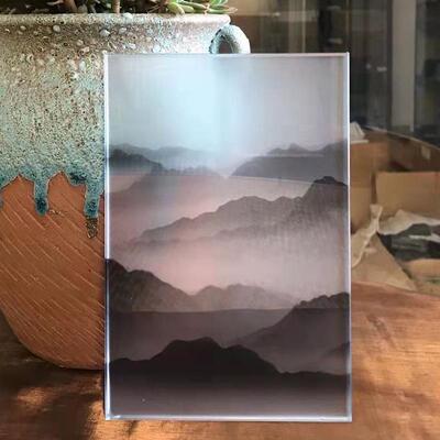 水墨山水画夹丝夹娟玻璃超白双钢化不透明丝绢山水画夹胶玻璃