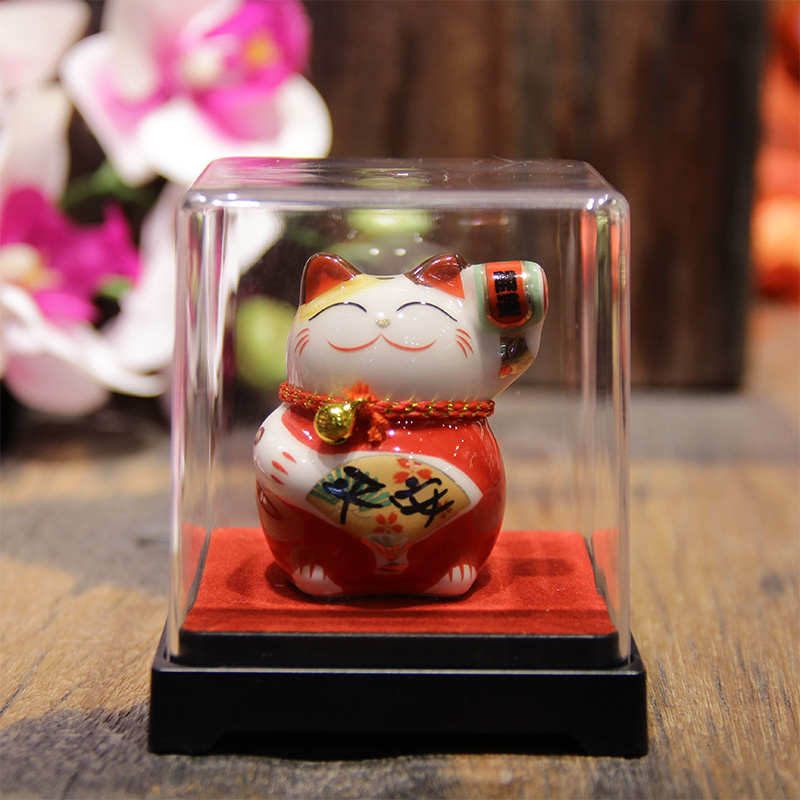 福缘猫迷你招财猫商务盒子小礼品陶瓷摆件可爱创意礼物出入平安