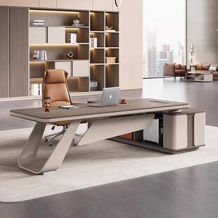 奢老板桌办公简约董事长总裁桌大轻班YQ 007桌台经理办公室桌椅组