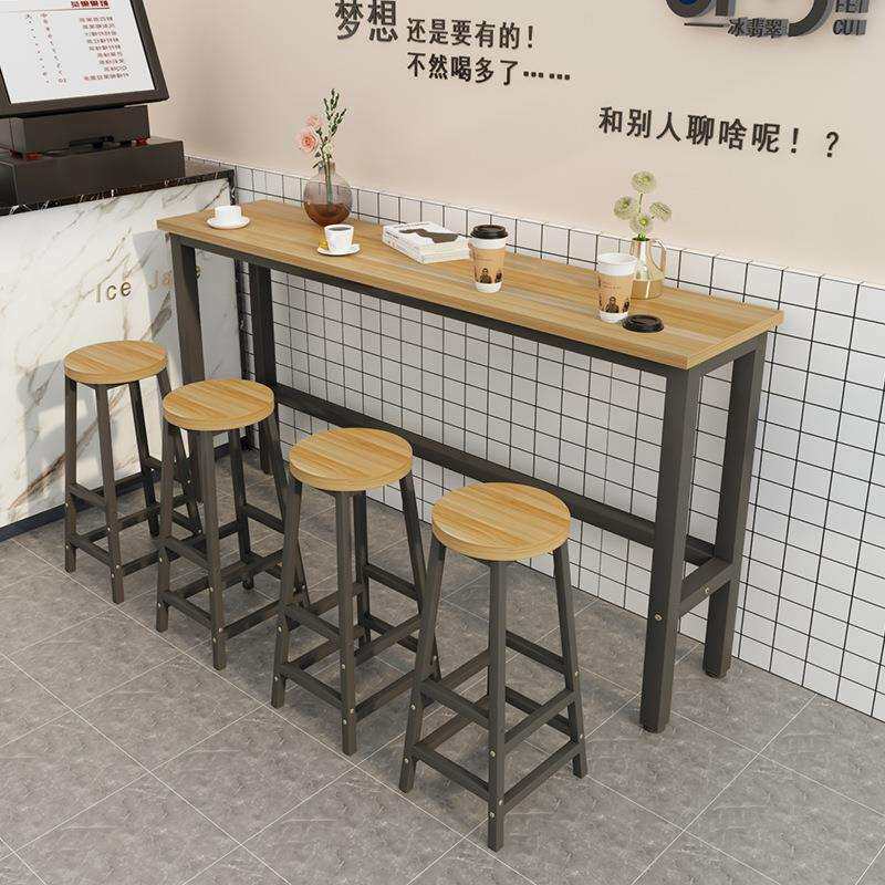 吧台桌商用靠墙窄桌子家用长条桌子阳台高脚桌椅组合奶茶桌长餐桌