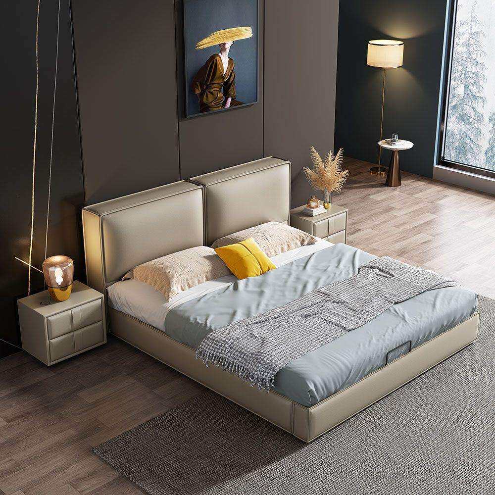 SYPC11现代简约奶油风皮艺床大小户型卧室家具高端大气新款双人储