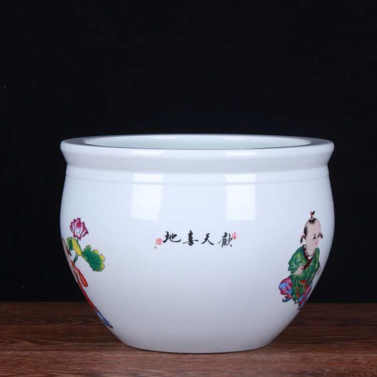 景德镇陶瓷鱼缸 栽花缸 养鱼乌龟荷花陶瓷小号缸水培花卉缸 摆设