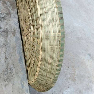竹编簸箕家用竹制品圆形竹扁纯手工农用底部加固加深晾晒装饰簸
