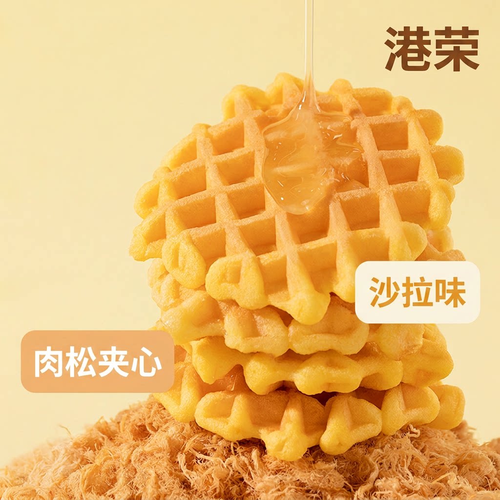 港荣旗舰店肉松沙拉味夹心华夫饼早餐面包整箱下午茶休闲小吃