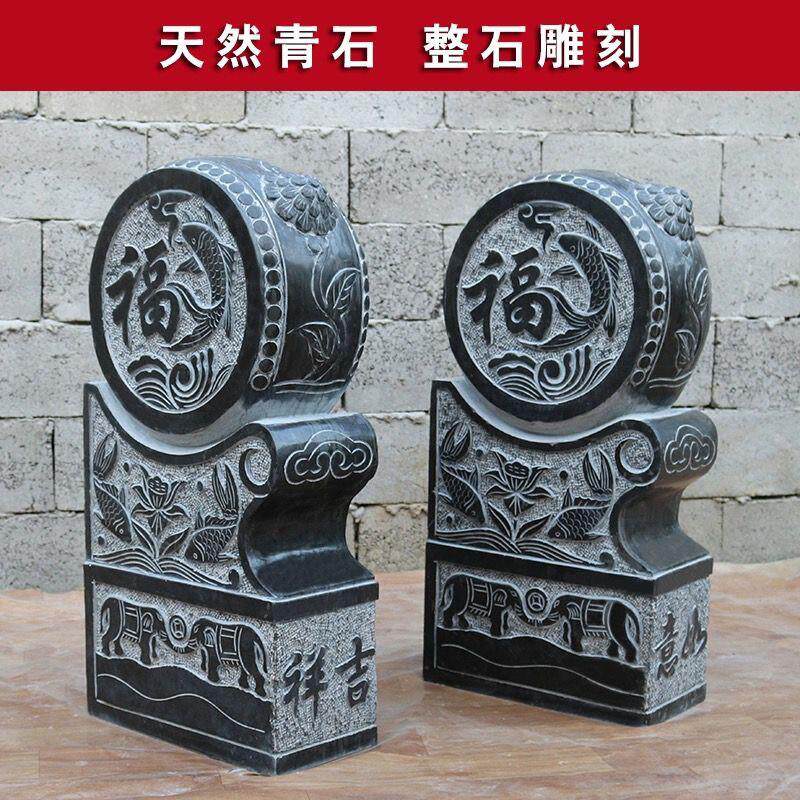 曲阳石雕抱鼓石一对石鼓青石彷古小象貔貅麒麟家用招财镇宅摆件