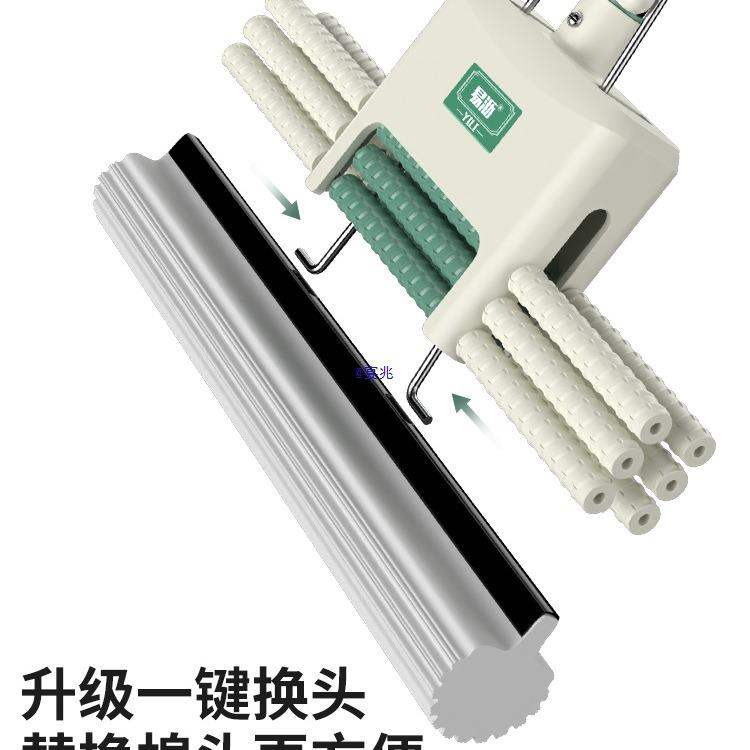 2025吸新款拖把海绵免手洗一水拖净家轮用懒人滚胶棉式头99231地