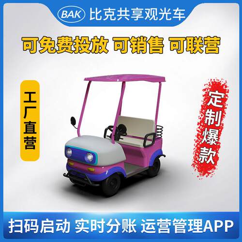 比克共享观光车扫码启动景区观光代步车卡通小蚂蚁2座4座观光车