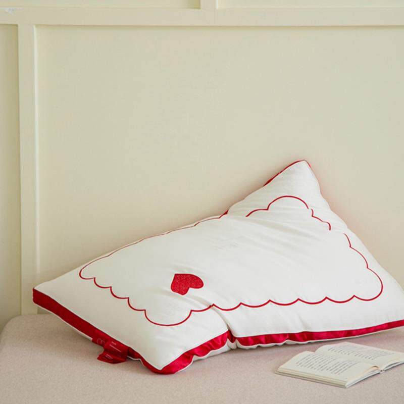 结婚庆枕头天丝莱赛尔大豆纤维枕芯单双人喜枕红枕头替换高低成人