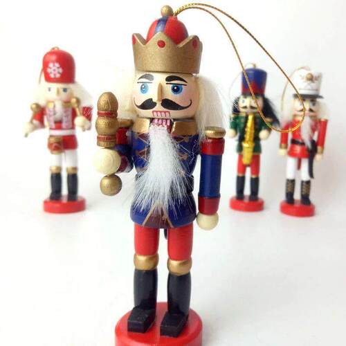 1Pc Christmas Doll Soldier Wood Desktop Decoration Made Nutc