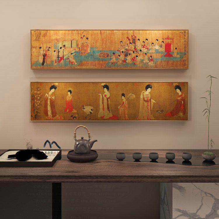 新中式挂画客厅装饰画古风房间装饰国画餐厅茶室墙壁画簪花仕女图