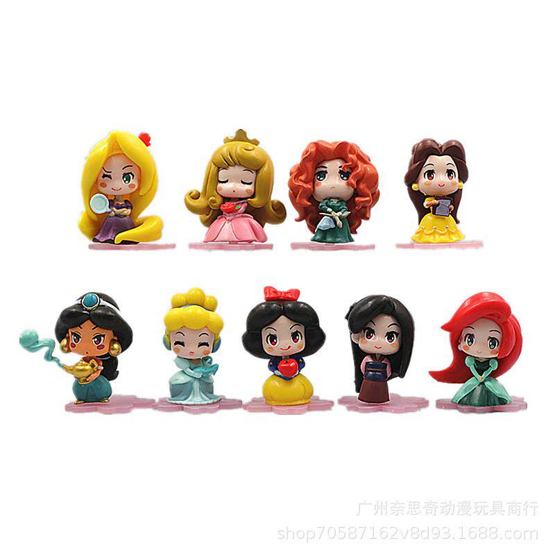 9款美人鱼白雪灰姑娘花木兰女孩公主玩具模型娃娃机扭蛋公仔摆件
