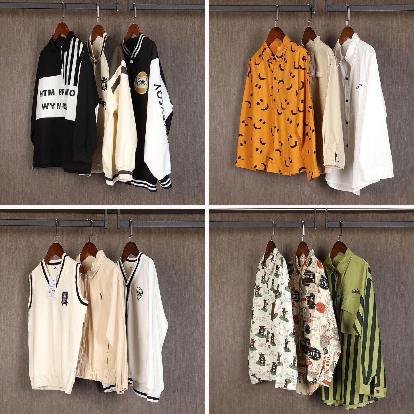 样板房衣帽间中大童男孩房衣服上衣衬衫软装陈列男童服饰合集衣柜