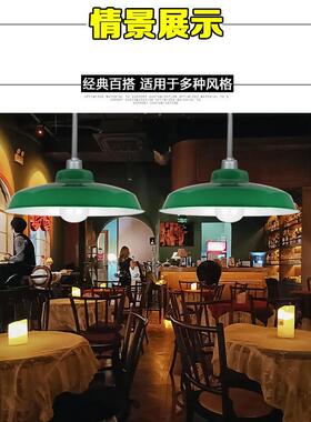 复古仿搪瓷灯罩灯壳户外露天防水马路弯灯厂房庭院军绿色工矿吊灯