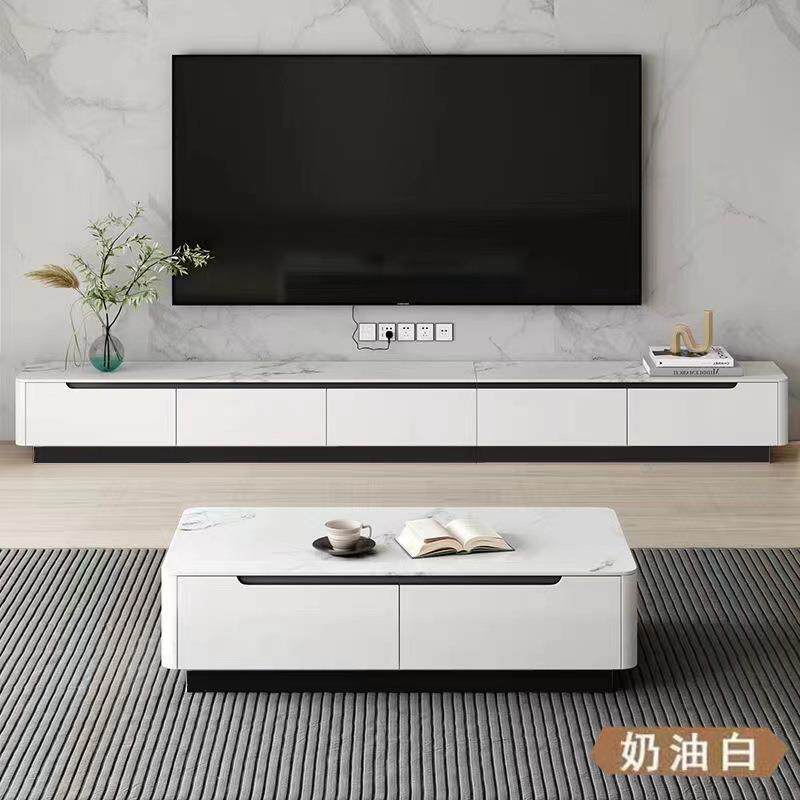 全实木极简岩板电视柜茶几组合套餐落地款意式烤漆客厅现代简约