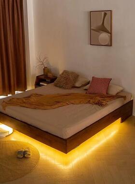 北美黑胡桃木榻HTY地榻米全实木橡木日式简约无床头落床地悬浮台