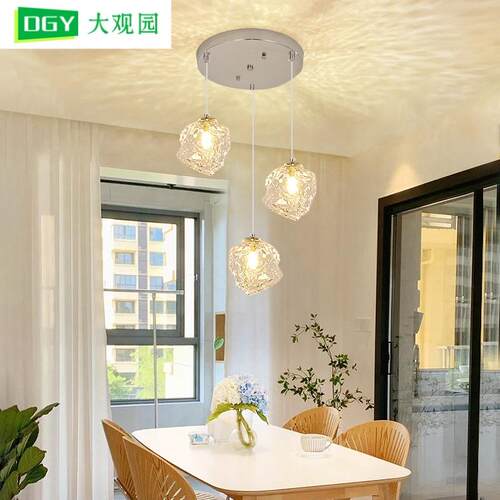 楼梯吊灯别墅灯具现代简约轻奢loft复式楼入户客厅灯冰块吊灯L271