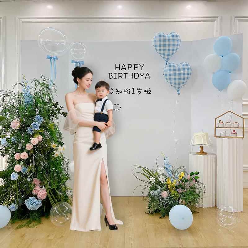 韩系宝宝一周岁礼生日宴布置装饰氛围感场景ins风背景墙kt板1定制