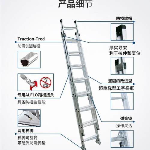 稳耐铝合金伸缩梯D1516D1524-228323640D12202628323640-2
