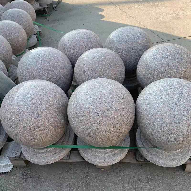 景区公园入口石子3113001芝拦麻灰五莲花岗岩挡车墩球石路球厂家