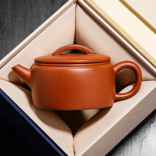 一人小壶家用茶具单壶 朱泥紫砂汉瓦壶半手工泡茶壶宜兴中式
