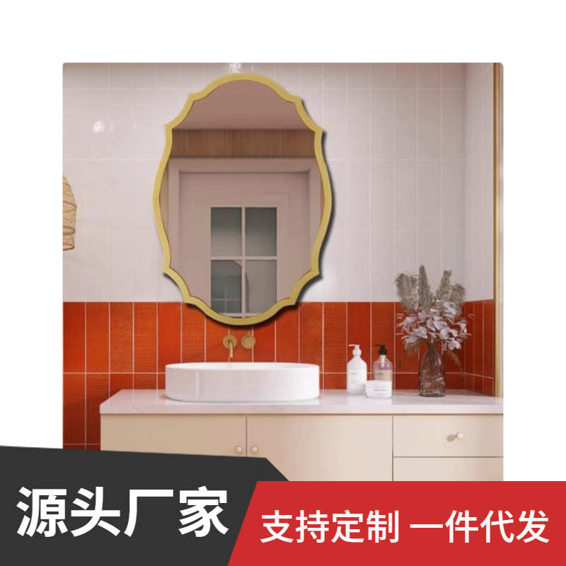镜洗手欧式镜镜浴室椭圆复古挂卫生间美式法式智能镜子led台灯
