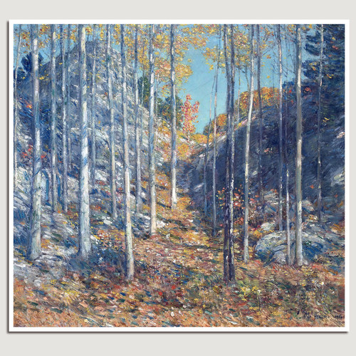 哈萨姆《Old Indian Trail to the Sea》印象主义挂画条幅风景画