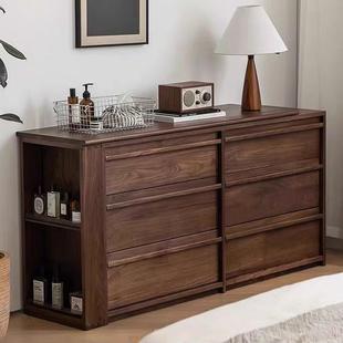 北美胡木桃梳妆化台转OPB角书桌组合日式实木卧室床尾斗柜黑妆桌