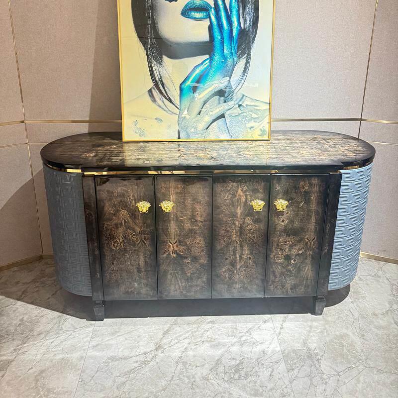 意式轻奢实木框架烤漆餐边柜奢华别墅大平层餐厅靠墙储物柜玄关柜