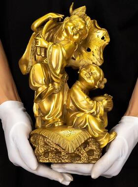 纯铜和合二圣摆件新婚卧室婚房装饰品婚庆婚礼工艺品夫妻结婚礼品
