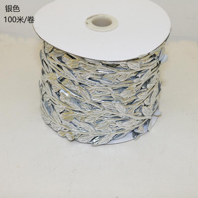 金银藤条小叶子100米/卷仿真绢布树叶DIY手工花环叶藤叶真