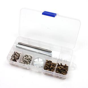 50套铆钉 青古铜银白2色皮革帽撞钉金属纯铜双面8MM 安装 工具套装