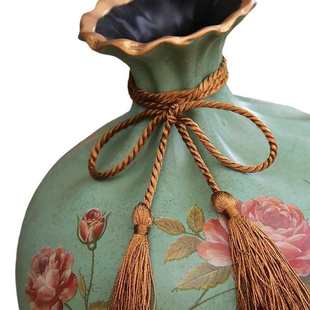 摆设 饰品家居饰品电视柜桌面摆件美式 创意陶瓷花瓶欧式 客厅酒柜装