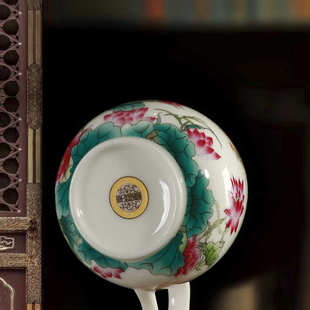 京隆堂陶瓷茶具过滤茶杯个人专用高档办公室泡茶杯茶水分离杯