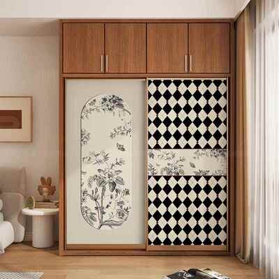 衣柜门贴纸法式复古装饰自粘翻新改造柜子玻璃门移门推拉门卧室
