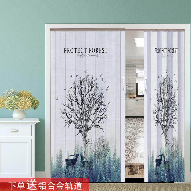 pvc折叠门拉门隔断化妆室开 放式厨房隐形塑料简易北欧现代简约