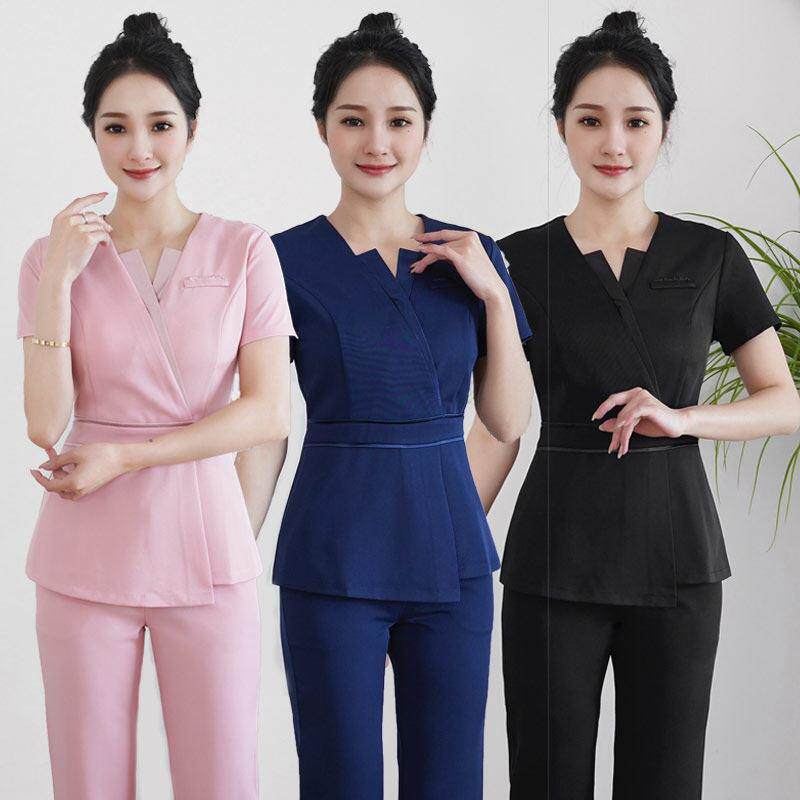 新春夏美容师专业套装短袖美容院工作服修身技师前台Spa高端服装