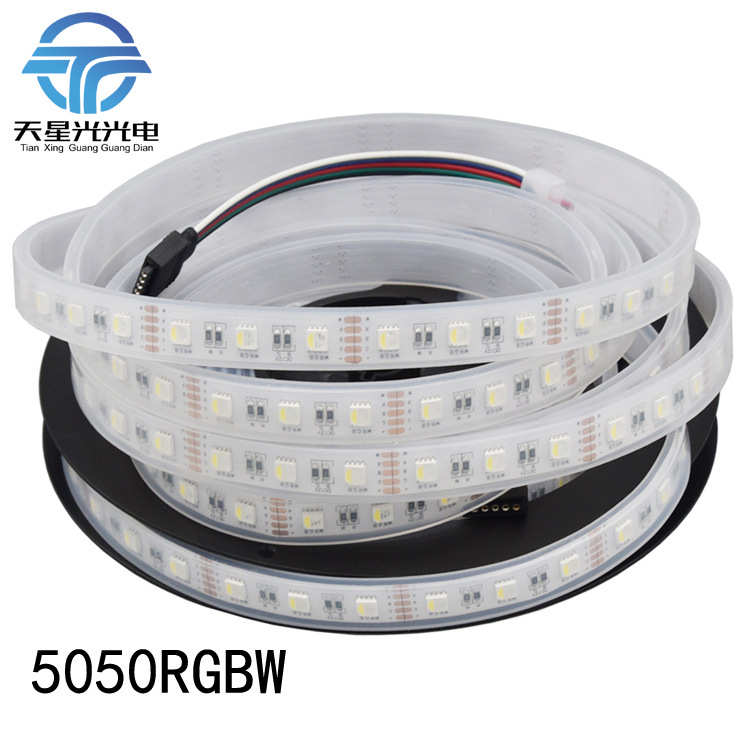 12V5050RGBW四合一彩色低压软灯带裸板套管防水60灯高亮柔性灯条