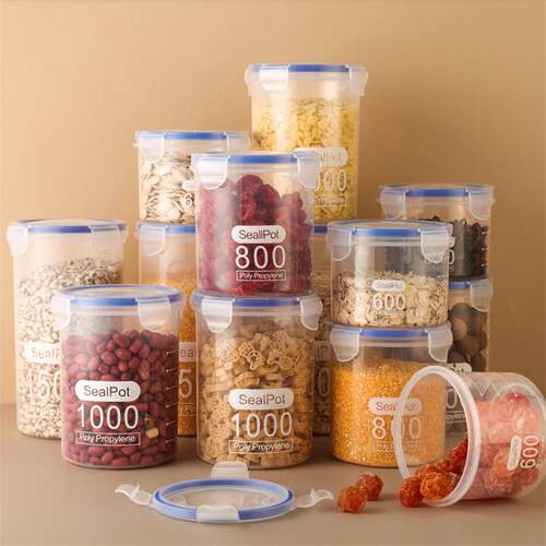 Clear Sealed Plastic Containers for Kitchen Storage, Grain a