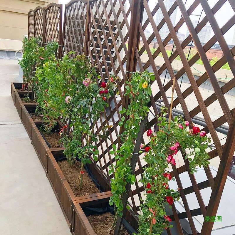 阳台花盆花架爬藤架庭院栅栏装饰防腐木花箱户外花园隔断围栏露台