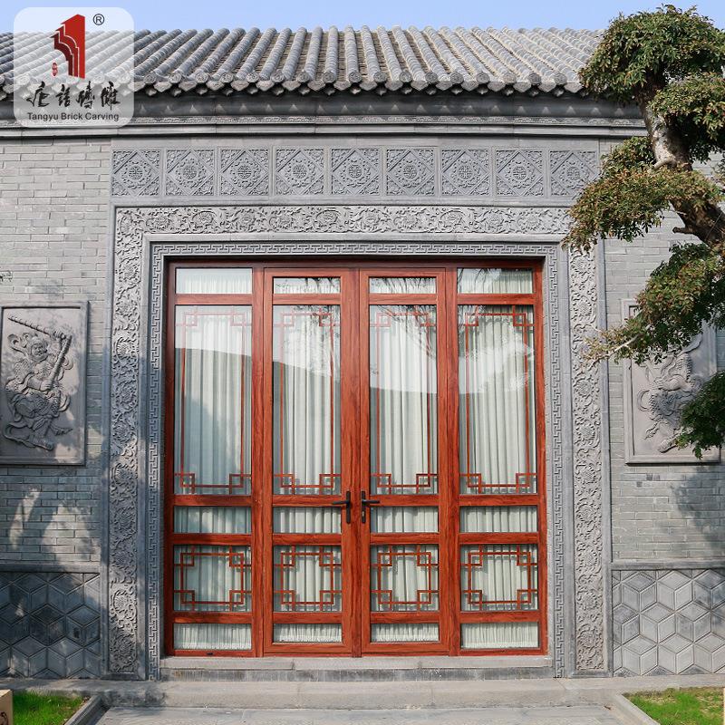 唐语砖雕仿古影壁墙照壁背景墙装饰线条边框踢脚线顶线20cm藤草莲