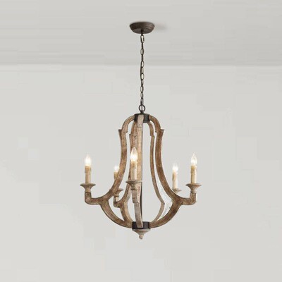 美式乡村复古木艺吊灯实木法式设计师酒吧婚纱店礼堂商用餐厅灯具