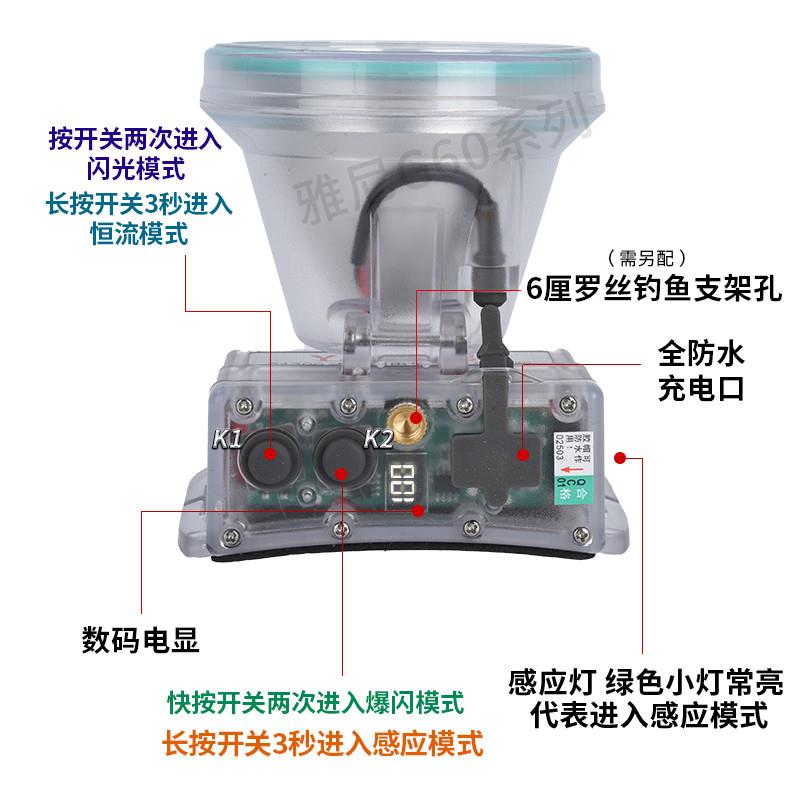 G66潜水灯强光充电FDD超亮防电水头射超长续航头戴式远手筒出海