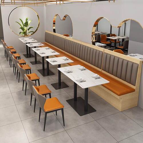 商用板式卡座沙发凳简约餐厅奶茶店咖啡厅火锅桌椅组合餐桌子家具