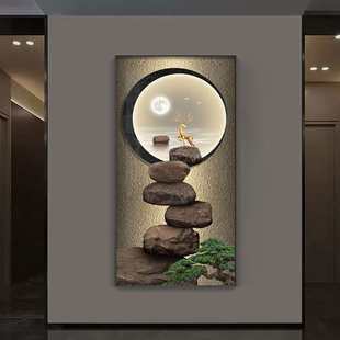 新中式 挂画 时来运转入户进门玄关装 饰画挂画走廊过道壁画客厅竖款