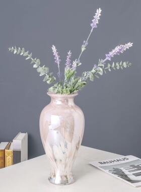 墨雨云烟轻奢中式多色珠光玻璃花瓶客厅餐厅桌面玄关插花花器摆件