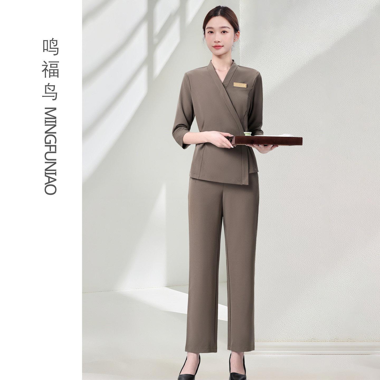 高端美容师工作服女气质养生馆美容院足浴技师工作制服医美秋冬